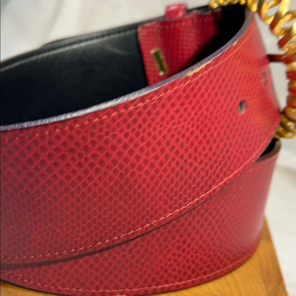 Cipriani lizard leather wide belt with spiral twist buckle